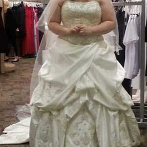 Davids bridal wedding dress. Veil sold separately.